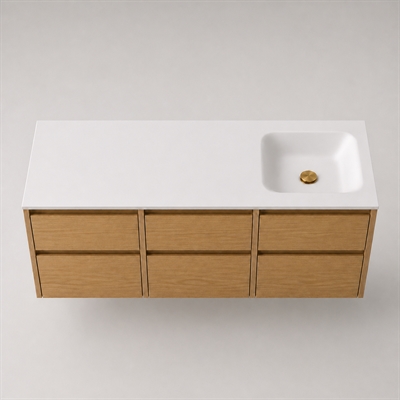 Corian badbordplade 152 cm inkl. Type 7-vask, højre, Glacier White