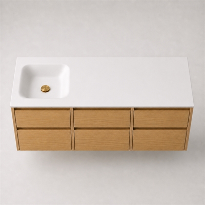 Corian badbordplade 152 cm inkl. Type 7-vask, venstre, Glacier White