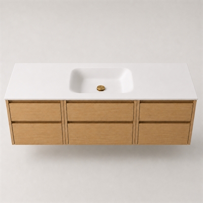 Corian badbordplade 162 cm inkl. Lux-vask, Glacier White