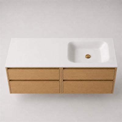 Corian badbordplade 162 cm inkl. Lux-vask, højre, Glacier White