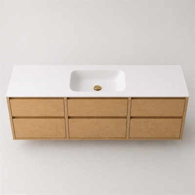 Corian badbordplade 182 cm inkl. Lux-vask, Glacier White