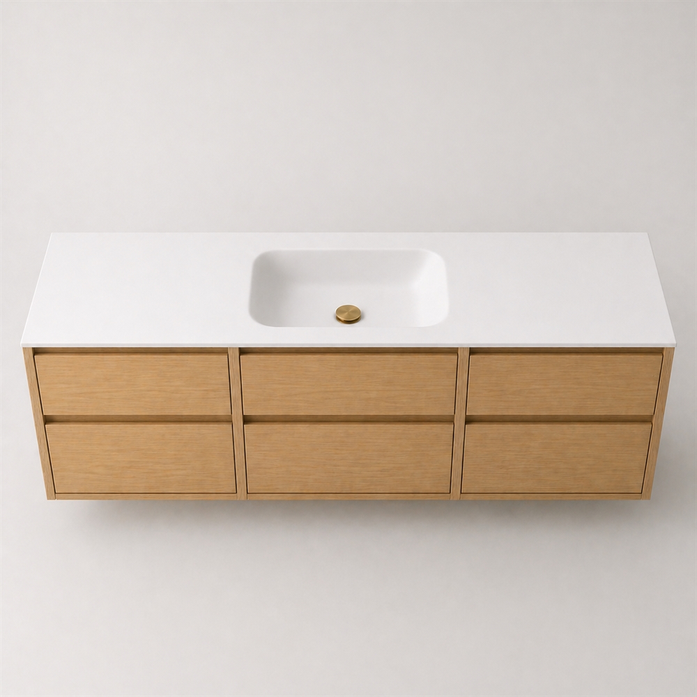 Corian badbordplade 182 cm inkl. Lux-vask, Glacier White