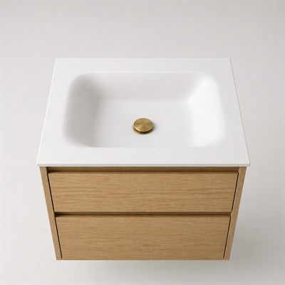 Corian badbordplade 62 cm inkl. Lux-vask, Glacier White