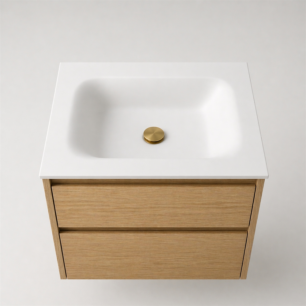 Corian badbordplade 62 cm inkl. Lux-vask, Glacier White