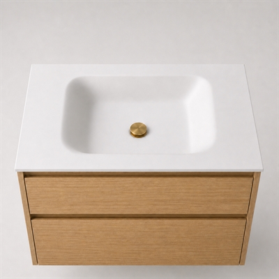 Corian badbordplade 82 cm inkl. Lux-vask, Glacier White