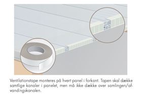 Ventilationstape monteres i bunden af kanalpladerne